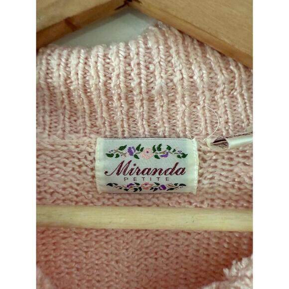 Miranda Vintage Womens Size Petite Pink Cable Knit Sweater Preppy Grandmacore - Picture 5 of 8
